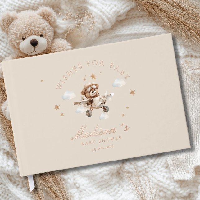 Wishes for Baby! Teddy Bear & Airplane Guest Book (Personalized "Wishes for Baby!" Teddy Bear & Airplane Foil Guest Book.)