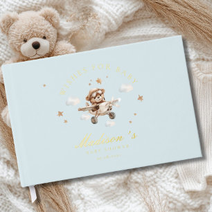 Wishes for Baby! Teddy Bear & Airplane Guest Book