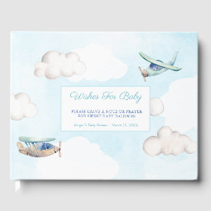Wishes For Baby Toy Airplanes Clouds Baby Shower Guest Book