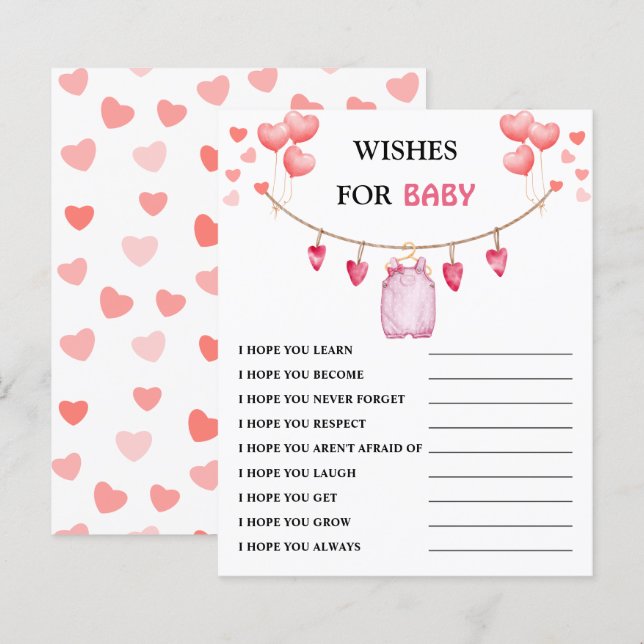  Wishes for Baby | Valentine's Baby Shower Game  (Front/Back)