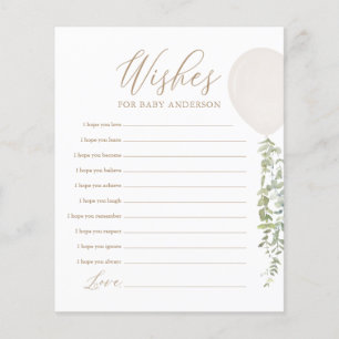 Wishes for Baby White Balloon Baby Shower Game