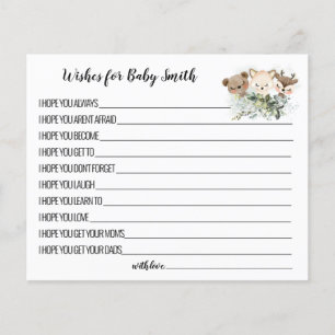 Wishes for Baby Woodland Animals Baby Shower card