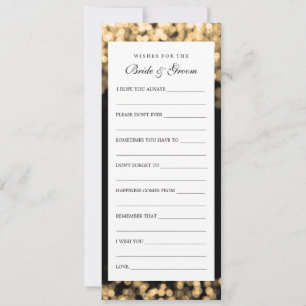 Wishes For Bride And Groom Gold Lights Advice Card