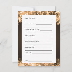 Wishes For Bride And Groom Gold Sparkling Lights Advice Card