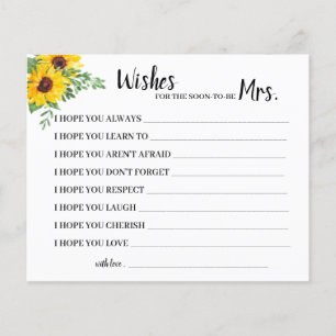 wishes for Soon to be Mrs Sunflowers Shower Card