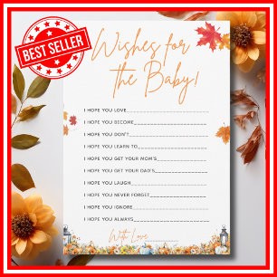 WISHES FOR THE BABY Easy Fun Baby Shower Game Invitation