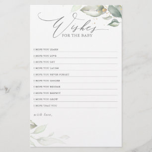 Wishes For The Baby Elegant Greenery Baby Shower