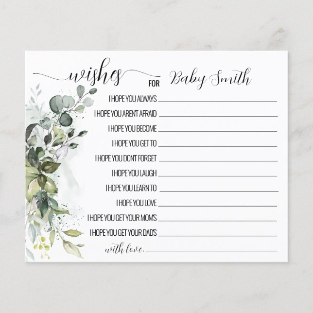 Wishes for the Baby Greenery Baby Shower card (Front)