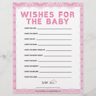 Wishes For The Baby [Luxury Lace [Pink]] Letterhead
