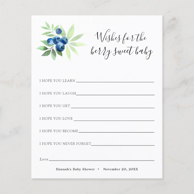 Wishes for the Berry Sweet Baby Card (Front)