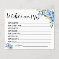 Wishes for the Soon to be Mrs Advice Card