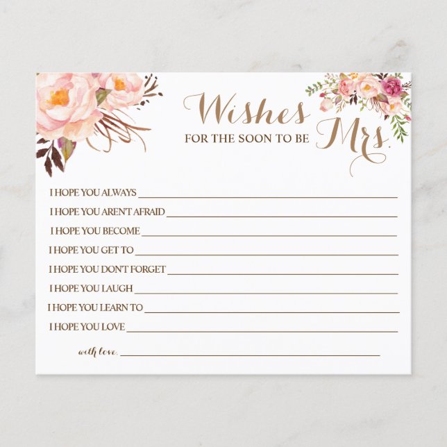 Wishes for the Soon to be Mrs Bridal Shower card (Front)