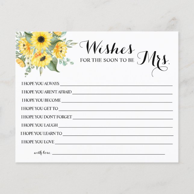 Wishes for the Soon to be Mrs Bridal Shower card (Front)