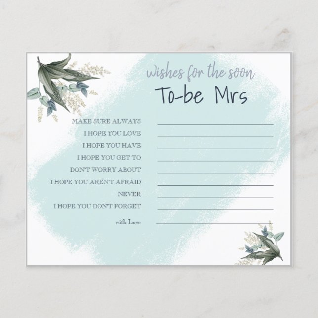 Wishes for the soon to-be Mrs Bridal Shower Card (Front)