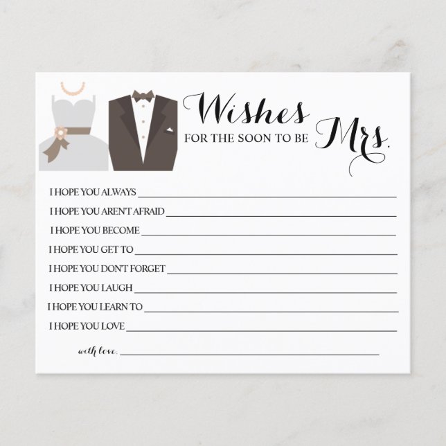 Wishes for the Soon to be Mrs Bridal Shower card (Front)