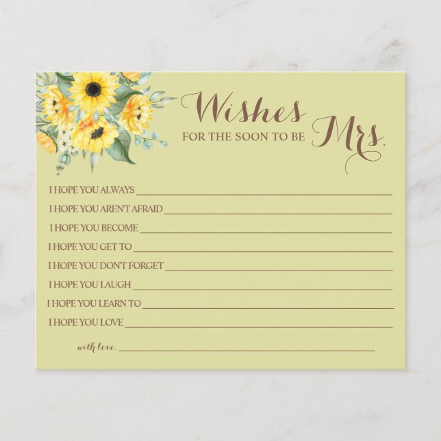 Wishes for the Soon to be Mrs Bridal Shower card F (Front)