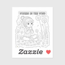 Wishes in the Wind Matte Sticker to Colour