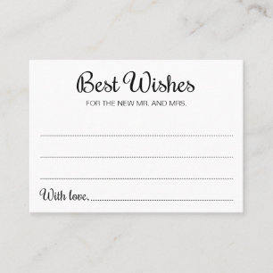 Wishes Mr Mrs Black White Wedding Guest Book Card