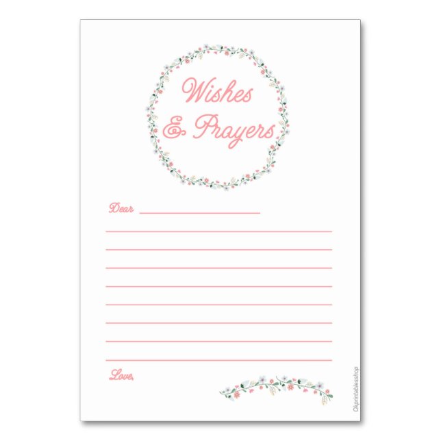 Wishes & Prayers cards - Pink (Front)