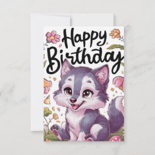 Wishes Simple Wolf Digital Birthday Card