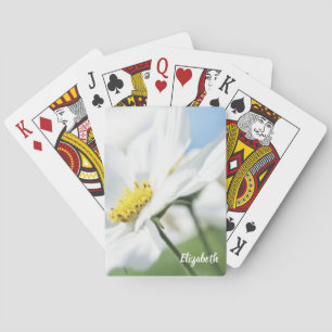 Wishes with White Daisies Personalized Playing Cards