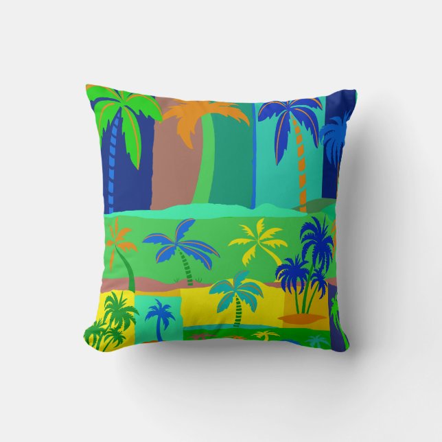 Wishful Tropical Vacation Throw Pillow (Front)