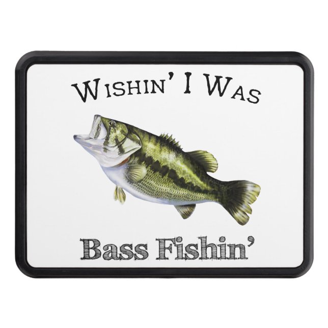 Wishin I Was Bass Fishing Towel Trailer Hitch Cover (Front)