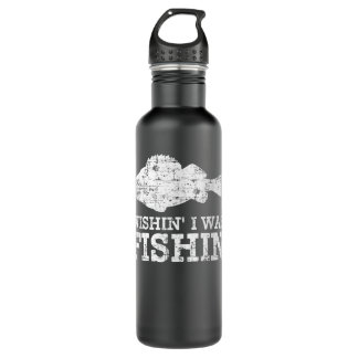 Wishin' I Was Fishin' Shirt, Fishing Fisherman Fat 710 Ml Water Bottle