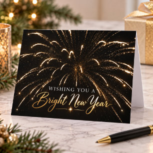 Wishing a Bright New Year Fireworks Holiday Card