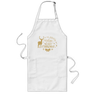 Wishing a Merry Christmas/Typography/Gold  Long Apron