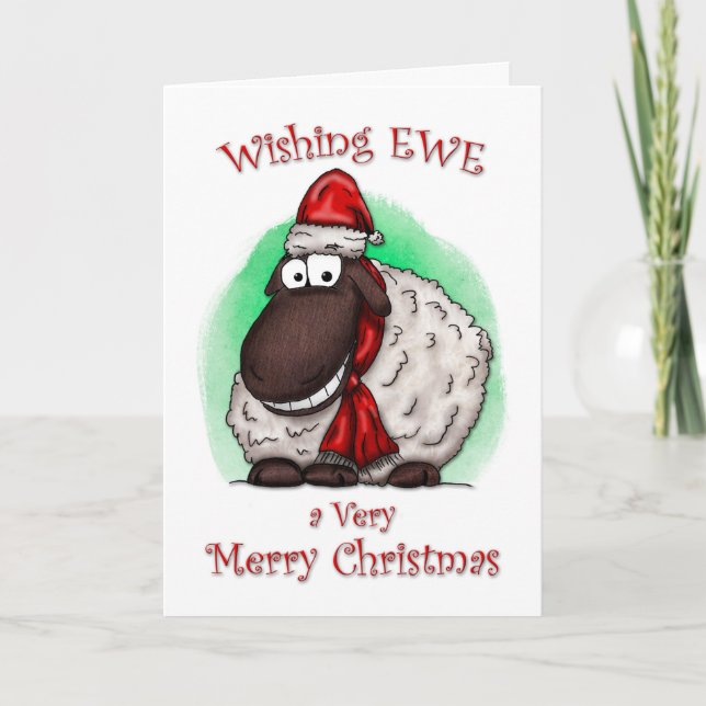 Wishing Ewe Sheep Merry Christmas Card (Front)