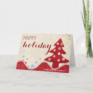 Wishing Happy Holiday Red Christmas Tree