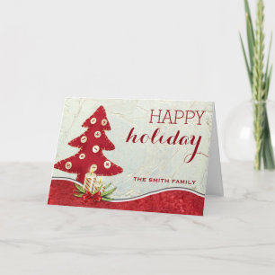 Wishing Happy Holiday Red Christmas Tree
