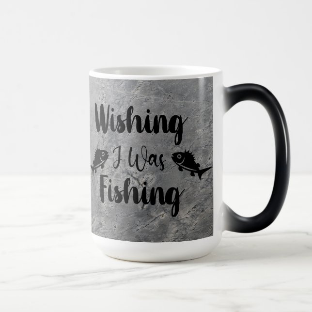 Wishing I was fishing funny quote Magic Mug (Right)