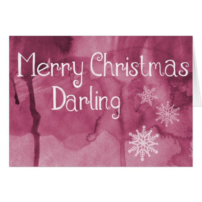 Wishing Merry Christmas Pink White Snowflake (Front Horizontal)