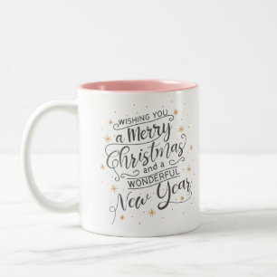 Wishing Merry Christmas Two-Tone Coffee Mug