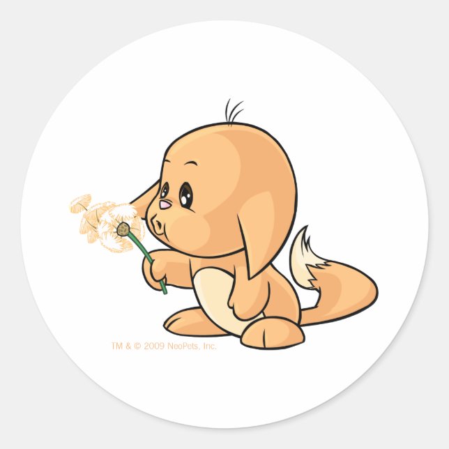 Wishing orange Kacheek Classic Round Sticker (Front)