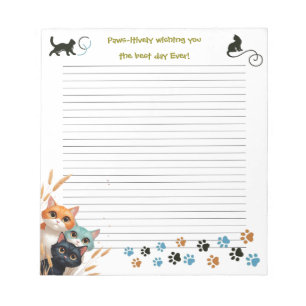 Wishing The Best Day Ever Curious Cat with Lines Notepad