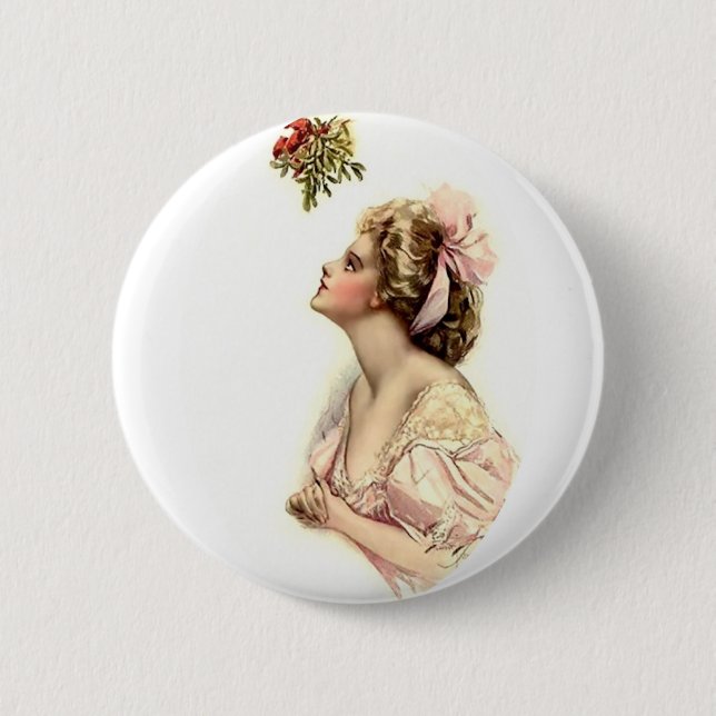 Wishing Under the Mistletoe 2 Inch Round Button (Front)