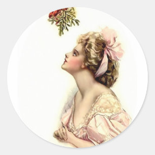 Wishing Under the Mistletoe Classic Round Sticker