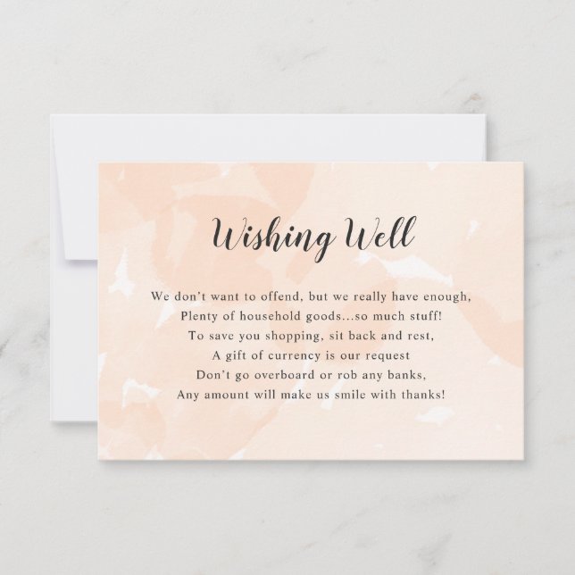 Wishing Well Bridal Shower | peach watercolor Invitation (Front)