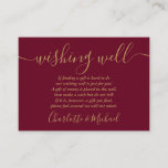 Wishing Well Burgundy And Gold Script Wedding Enclosure Card<br><div class="desc">This elegant burgundy and gold wedding wishing well enclosure card can be personalized with your special message and names! Designed by Thisisnotme©</div>