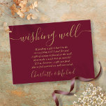 Wishing Well Burgundy and Gold Wedding Enclosure Card<br><div class="desc">This elegant burgundy and gold wedding wishing well enclosure card can be personalized with your special message and names! Designed by Thisisnotme©</div>