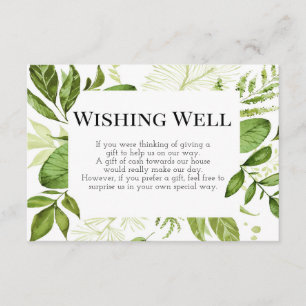 Wishing Well Card, Greenery Wedding Card, Greenery Enclosure Card