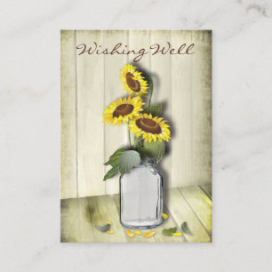 WISHING WELL CARD MASON JAR WITH SUNFLOWERS