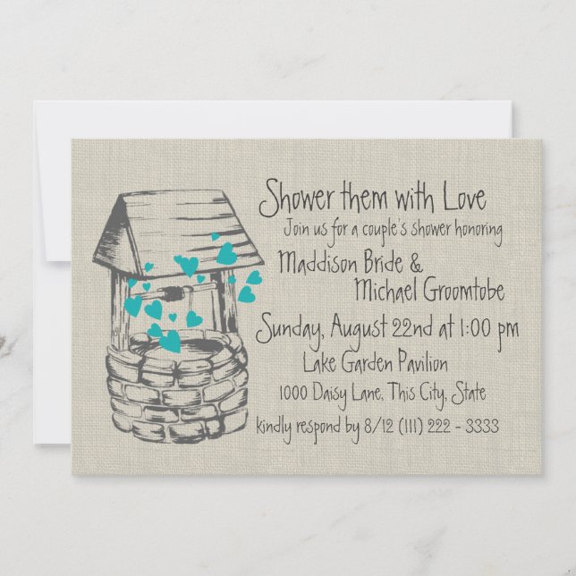 Wishing Well Couples Shower Invitation (Front)