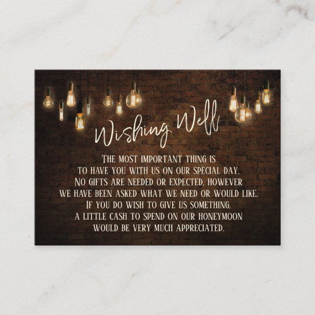 Wishing Well Dark Bricks & Warm Edison Lights Enclosure Card (Front)