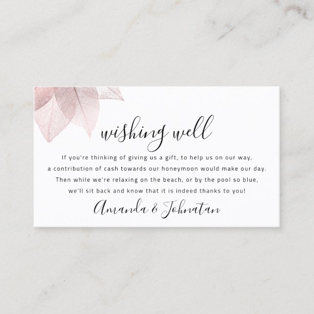 Wishing Well For Wedding Invitation Honeymoon Gift (Front)