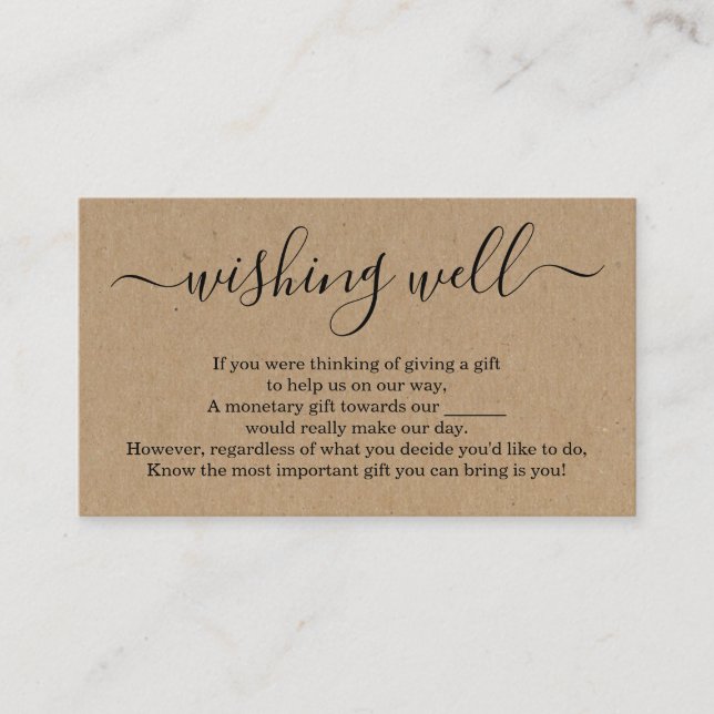 Wishing Well for Wedding Invitation - Rustic (Front)