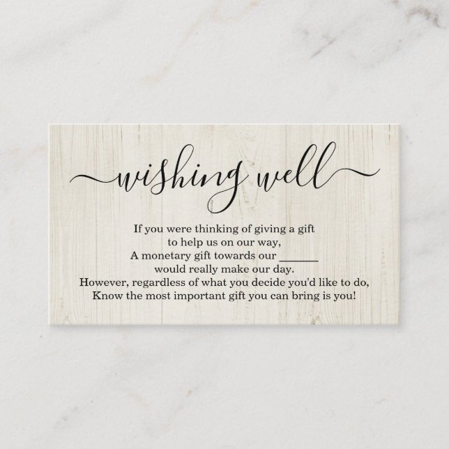 Wishing Well for Wedding Invitation - Rustic Wood (Front)